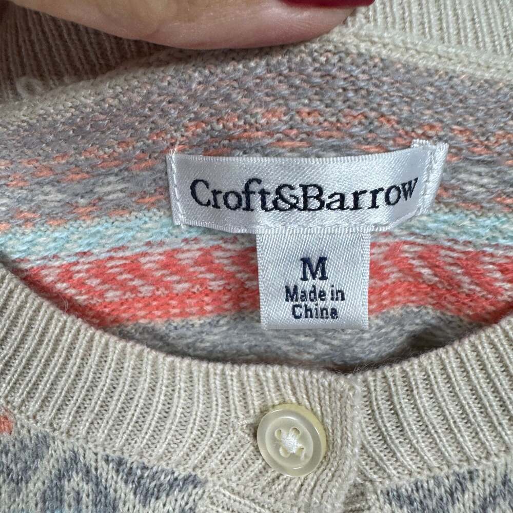 Croft & Barrow womens M sweater Cardigan multi color button up scoop neck - Picture 4 of 7